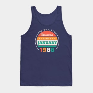 Retro Awesome Since January 1986 Birthday Vintage Bday 1986 Tank Top